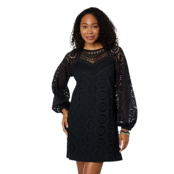 Lilly Pulitzer - Priscilla Long Sleeve Eyelet Mini Dress Sz 4 - Picture 1 of 12
